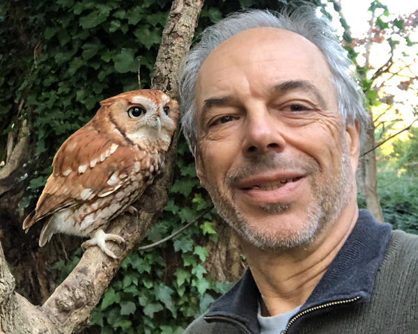 Author and ecologist Carl Safina with Alfie. Safina will discuss his book “Alfie &amp; Me: What Owls Know, What Humans Believe” at the Northport Library on October 27. 